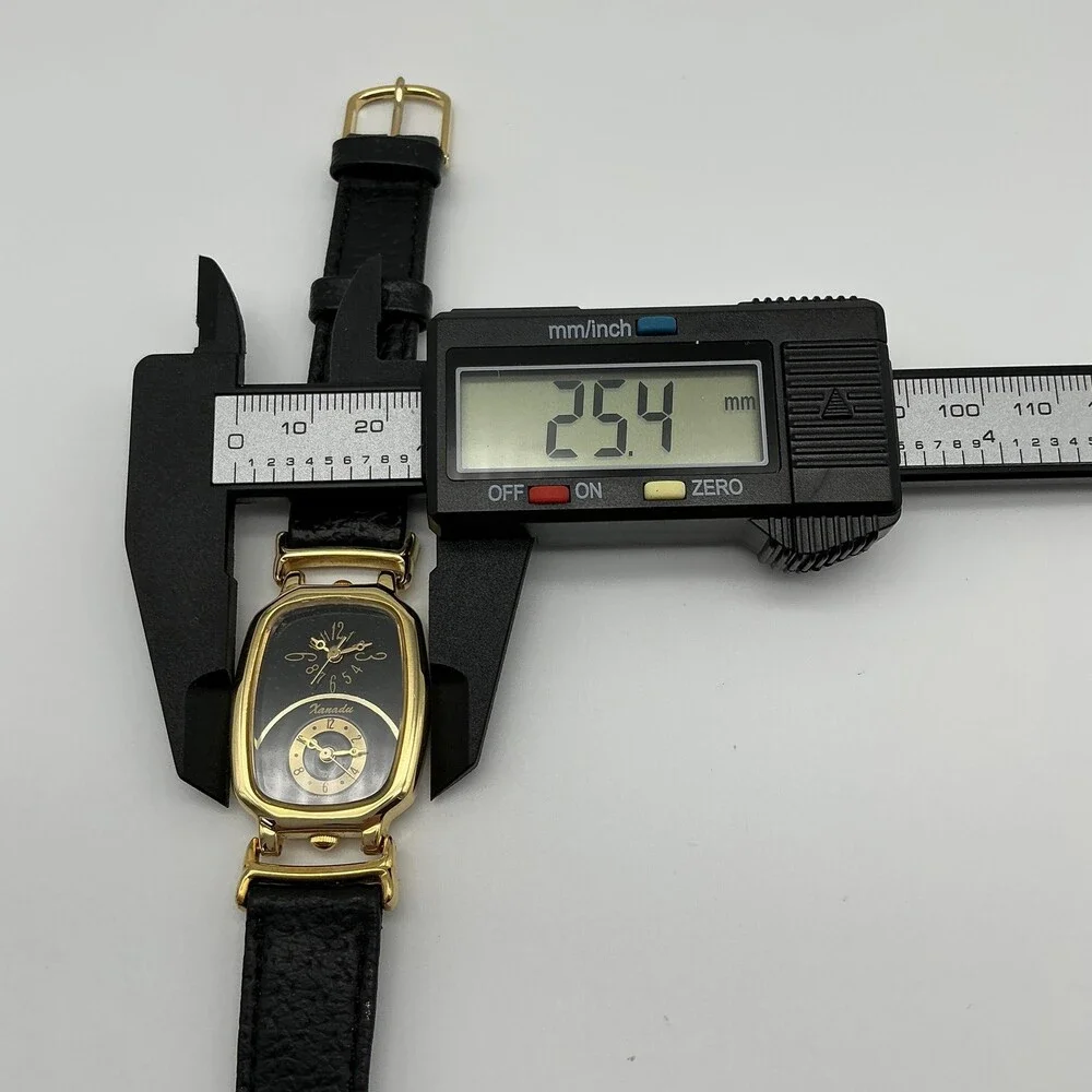 Xanadu Womens Watch 25mm Black Dial Gold Tone Leather Multi Dial New Battery